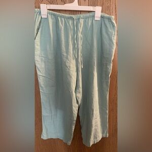 Stephanie Rogers Aqua Linen Blend Pants